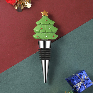 Bouchon de bouteille de vin en forme de sapin de Noël, 10,8 cm, en résine, pour la décoration des fêtes - Product Image 4