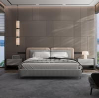 Chambre à coucher de villa haut de gamme minimaliste italienne, lit de luxe léger