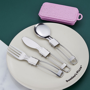 <span class=keywords><strong>Set</strong></span> di Posate Portatili da Campeggio in Acciaio Inox 304 con Coltello Pieghevole, Forchetta e Cucchiaio, <span class=keywords><strong>Set</strong></span> da Viaggio con Custodia in Plastica - Product Image 1