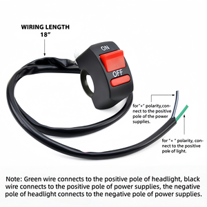 Interrupteur à bouton poussoir marche/arrêt pour guidon de <span class=keywords><strong>moto</strong></span> de 22 mm, compatible avec les motos tout-terrain, les VTT, les vélos électriques et les scooters - Product Image 4