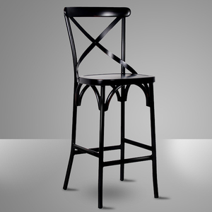 Taburete de <span class=keywords><strong>Bar</strong></span> de comedor de aluminio con respaldo en X multifuncional rústico Retro para cocina, jardín, sala de estar y uso en restaurante - Product Image 2