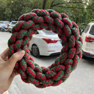 Corde à nœud de noël pour chien, jouet à mâcher vert et rouge pour animaux de compagnie, conception interactive de nœud, jouets en corde pour chien - Product Image 6