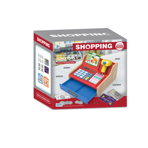 Juguete de Madera Eléctrico con Caja Registradora Roja para Niños, Juego de Imitación de Supermercado - Product Image 4