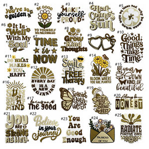 Parches Bordados con Frases Inspiradoras y Curativas en Tono Marrón Cálido, Estilo Retro, para Planchar - Product Image 2