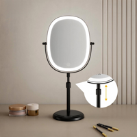 Tabletop Adjustable Lift Stand Metal+Glass 7X Magnifying Stepless Dimming Lighted LED Touch Switch Personalized Cosmetic Mirror