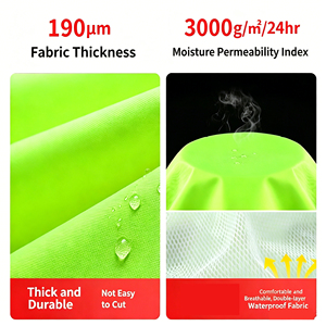 Combinaison de pluie réfléchissante haute visibilité, imperméable, veste et pantalon séparés pour travaux d'assainissement, extérieur et sécurité routière - Product Image 5