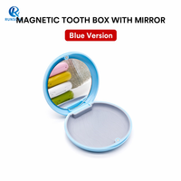 Boîte de rangement dentaire ronde avec miroir intégré, étui portable pour aligneurs orthodontiques, support de rangement coloré pour prothèses dentaires