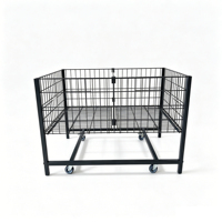 Table promotionnelle personnalisable de haute qualité avec revêtement en poudre noire, chariot de présentation en fil métallique antirouille avec roulettes