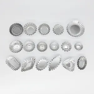 Fábrica Atacado Reutilizável Metal Ondulado Shell Tart Mold Mini Tart Panelas Moldes De Pudim De Frutas