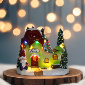 Adorno de resina de Casa de elfo LED de color personalizable, decoración de mesa hecha a mano para vacaciones de Navidad, suministro de <span class=keywords><strong>regalo</strong></span> de calidad - Product Image 2