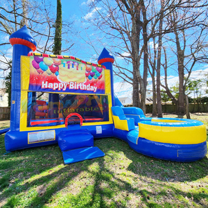 Commercial kids outdoor party combo bouncing castle <b>inflatable</b> birthday bounce <b>house</b> and slide - Product Image 1