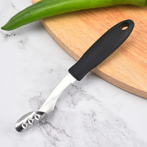 Décortiqueur de poivrons en acier inoxydable avec poignée en plastique et lame dentelée – Outil de préparation pour piments et jalapeños - Product Image 1