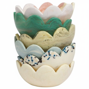 Compre un Tazón Decorativo de Resina Multicolor con Borde Festoneado, Tazón para Servir Frutas, Dulces, Centro de Mesa y Decoración Moderna para el Hogar - Product Image 1
