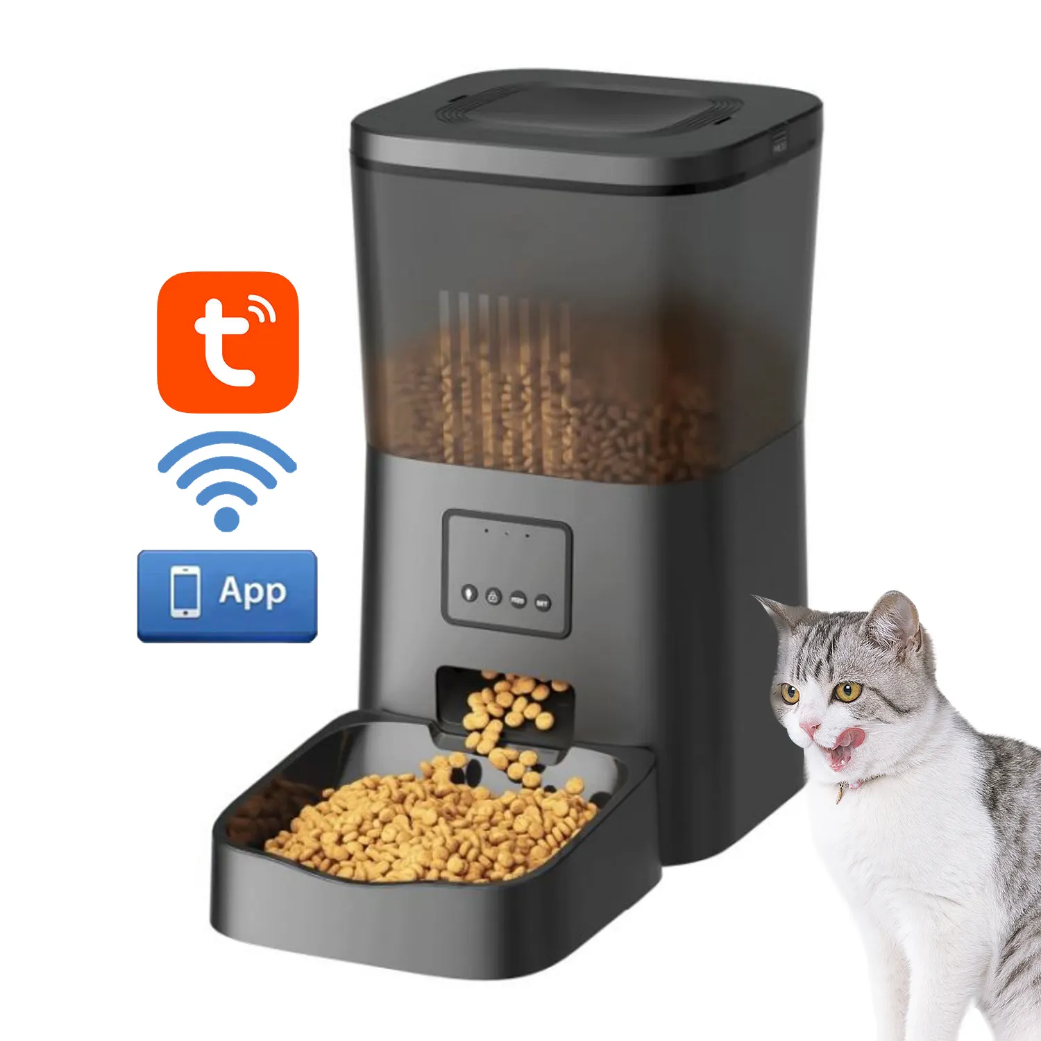 4L 화이트 블랙 새로운 디자인 와이파이 앱 제어 사분면 자동 지능형 개 사료 디스펜서 고양이 스마트 애완 동물 피더
