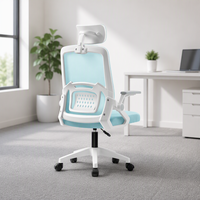 Chaise de bureau ergonomique moderne en maille, dossier haut, pivotante, avec appuie-tête et accoudoirs réglables, structure en plastique et base en fer, pour la maison