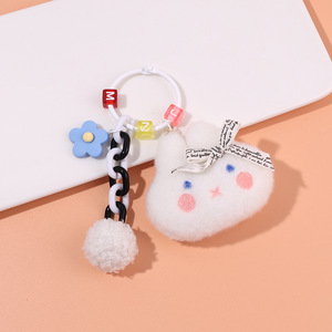 Llavero Creativo con Muñeco de Conejo de Peluche, Colgante de Resina con Bola de Flores, Decoración de Bolsos, Llaveros de Goma Únicos - Product Image 1