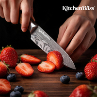 Couteau de Chef Petit en Acier Damas VG10 à 67 Couches avec Logo Client KitchenBliss – Couteau à Éplucher, Trancher, Utilitaire, à Fruits, Petit Couteau