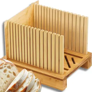 Adjustable Slicing Guides with Sturdy Wooden Cutting Board Homemade Bread Bamboo Bread Slicer