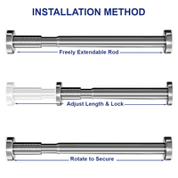 Tringle de tension extensible robuste en acier inoxydable, diamètre 27 mm, 35-50 cm, micro-réglage, sans perçage, pour rideau de douche, placard et salle de bain