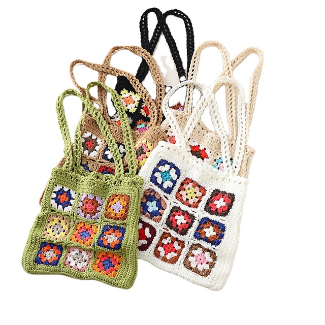 China Factories Woven Hand Crochet Beach Tote Bags Women Handbags Ladies