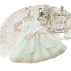 Pet <b>Clothes</b> Dog <b>Cat</b> Spring Summer Lace Dress Green Elf Princess Cut Breathable Skirt - Product Image 5