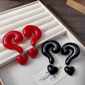 MUXCOR Wholesale Fancy Fashion <strong>Jewellery</strong> for Ladies Exaggerated Resin Question Mark Heart Anti-allergy Needles Earrings - Product Image 1