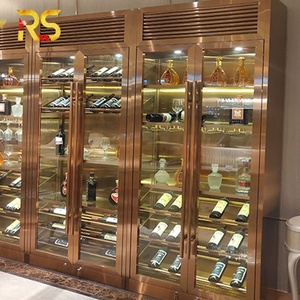 Meuble Bar à Vin Moderne en Acier Inoxydable Or Rose de Foshan, Réfrigérateur de Luxe avec Vitrine pour la Maison, Modèle RS2013, Meuble Bar à Vin pour Salon - Product Image 5