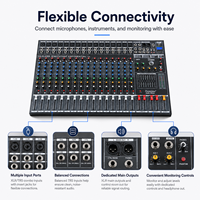 Console de mixage audio professionnelle EX-1600 16 canaux avec 24 effets DSP, USB, Bluetooth pour studio, scène, streaming en direct et DJ