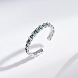 custom plata 925 sterling <b>silver</b> green zircon vintage <b>ring</b> fashion wedding clover heart woman stackable adjustable <b>emerald</b> <b>rings</b> - Product Image 1