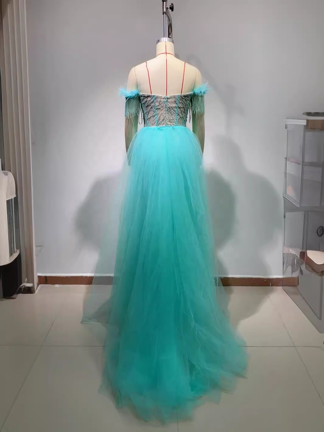 Elegant Mint Green Sequin Mesh Dress For Women - Oem Available