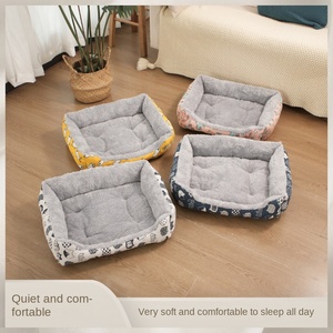 Universelles Umweltfreundliches Haustierbett für Alle Jahreszeiten Abnehmbar Waschbar Baumwolle Leinen PP-Baumwollfüllung Bedrucktes Hundebett für Kleine Hunde - Product Image 3