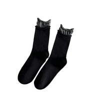 Chaussettes mi-mollet en coton pour femmes, style japonais, à revers roulé, couleurs automnales, printemps/automne
