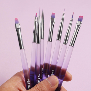 Kit de 8 pinceaux à ongles en acrylique violet dégradé, poils en nylon doux pour le mélange de gel UV, manucure - Product Image 4