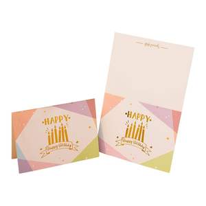 Tarjeta de feliz <span class=keywords><strong>cumpleaños</strong></span>, tienda de flores, tienda de panadería, tarjeta de felicitación, felicitaciones, tarjetas de felicitación con logotipo de lámina de oro personalizado - Product Image 1