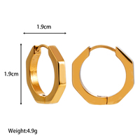 Tendance Personnalité Simple 18K Plaqué Or En Acier Inoxydable Mode Octogonale Boucle Manchette Boucles D'oreilles pour les Femmes Style Classique