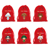 Sac cadeau de Noël en velours rouge avec cordon de serrage, sacs d'emballage pour bonbons, sacs d'emballage pour biscuits, sac cadeau du Père Noël, sac décoratif pomme
