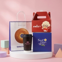SWEET GARDEN Emballage de boulangerie personnalisé en matériaux recyclés écologiques Combo |   Sacs imprimés avec logo, boîtes à gâteaux, gobelets à café découpés