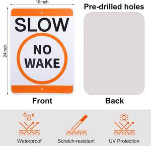 Señal de Zona de Navegación Lenta de 24" x 18" Grande para <span class=keywords><strong>Lago</strong></span>, de Aluminio Laminado UV de Grado Ingeniería, 80 Mil, para Exteriores - Product Image 2