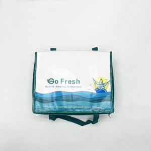 Bolsa térmica tejida con aislamiento de logotipo personalizado para comida, <span class=keywords><strong>supermercado</strong></span>, entrega de comestibles, patrón impreso, uso en la playa, bolsa de almuerzo promocional - Product Image 3