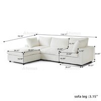 ATUNUS Sofá Seccional Modular Cómodo y Lavable en Forma de I, Color Beige en Stock, Conjunto de Sofás de Sala de Pana Gruesa a Rayas de Felpa