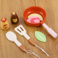 Cuisine miniature en bois pour enfants, jeu de simulation de cuisine avec cuisinière, évier, robinet, accessoires et horloge