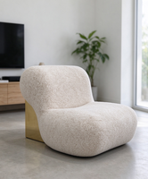 Fauteuil d'appoint en bouclette de luxe italien, panneau latéral doré, canapé enveloppant confortable pour salon