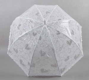 Sombrilla de Boda Moderna Transparente, Romántica, con Encaje, Mango Largo, Protección Solar, para Adultos, Novia, con Logotipo Impreso, Rosa, Amor, Princesa, Baile - Product Image 3