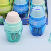 Taille-crayon manuel en TPR en forme de gourde à double trou avec gomme, 4 couleurs, pour enfants, Guai Guai Bear, fournitures scolaires et artistiques, stock en gros, expédition immédiate
