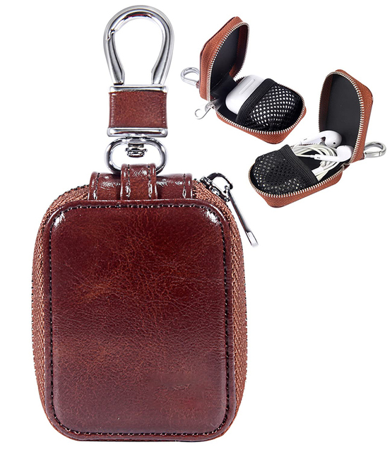 Hard PU Leather Earphone Case Portable Protective Storage Bag Small Shockproof Travel Pouch for Earbuds/Headphones