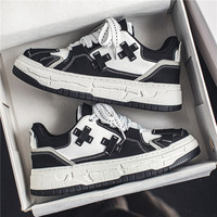Nouvelles baskets rétro pour hommes 2026, chaussures de skate à plateforme épaisse, chaussures décontractées de style streetwear, chaussures en maille blanche et noire