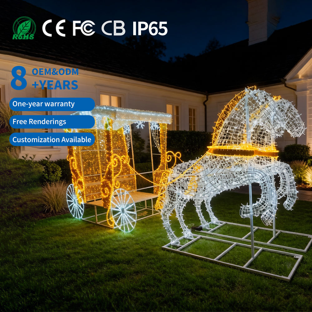 Outdoor IP65 Waterproof LED Christmas Carriage Moon&Star Motif Lights for Commercial Shopping Mall Decoration