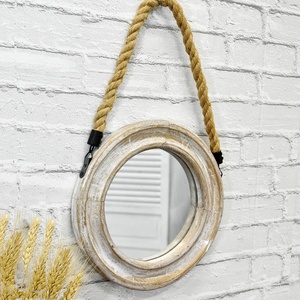 Espejos Redondos Pequeños Decorativos de Madera Rústica Vintage Colgantes de <span class=keywords><strong>Cuerda</strong></span> Luckywind - Product Image 2