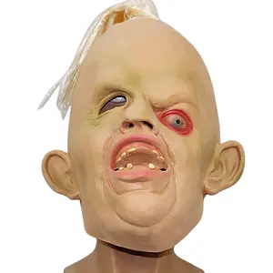 独眼巨人面具-万圣节单眼怪物服装恐怖乳胶和角色扮演胶印派对面具6色面具乳胶