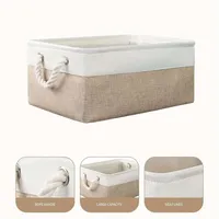 TheWarmHome Paniers de rangement élégants 35,6x25,4x17,8cm Lot de 3 avec poignées pliables Organisateur en tissu en forme de cube Cadeau